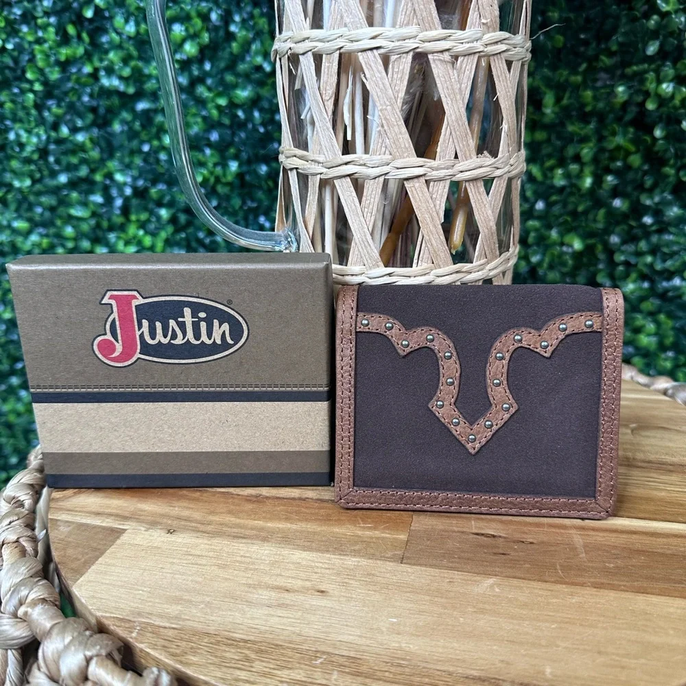 Justin fnew in box front pocket wallet Genuine‎ Leather nwt RFID
